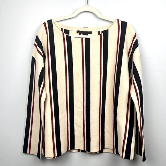 Jenni Kayne wool & cashmere striped drop shoulder sweater size medium - Picture 1 of 8